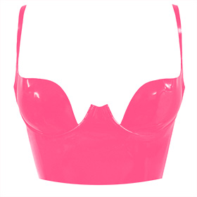 Atsuko Kudo Latex Paris Cup Crop Top in Vibrant Bright Pink