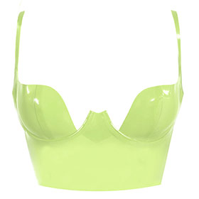 Atsuko Kudo Latex Paris Cup Crop Top in vibrant lime green