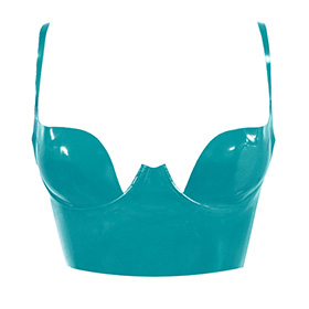 Atsuko Kudo Latex Paris Cup Crop Top in vibrant turquoise