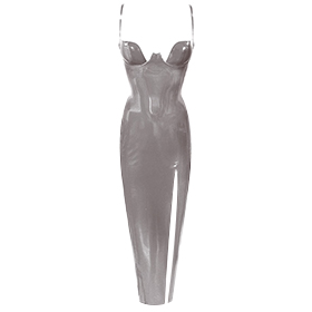 Atsuko Kudo Latex Paris Cup Evening Dress in Pearlsheen Silver