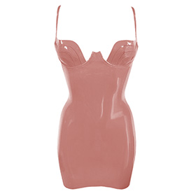 Atsuko Kudo Latex Paris Cup Mini Dress in Supatex Light Brown