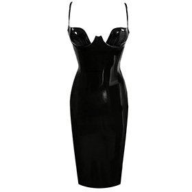 Atsuko Kudo Latex Paris Cup Pencil Dress in Supatex Black