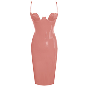 Atsuko Kudo Latex Paris Cup Pencil Dress in Supatex Light Brown