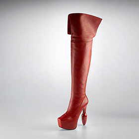 Atsuko Kudo Latex Handmade Italian  Boots in Red Matt Leather