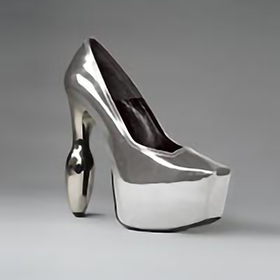 Atsuko Kudo Latex Handmade Italian Pumps in MirrorSilver Patent Leather