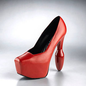 Atsuko Kudo Latex Handmade Italian Pumps in Red Matt Leather