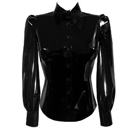 Atsuko Kudo Latex Puff Sleeve Blouse in supatex black