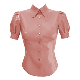 Atsuko Kudo Latex Short Sleeve Blouse in Light Brown