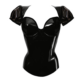 Atsuko Kudo Latex Wonder Cup Puff Sleeve Top in supatex black