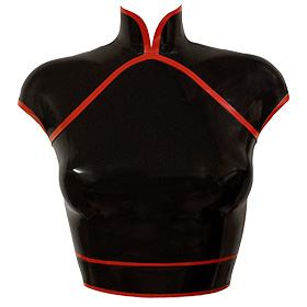 Atsuko Kudo Latex Restricted Cheongsam Top w/ Belt in supatex black