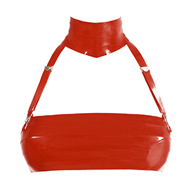 Atsuko Kudo Latex Paris Layer Restricted Neck Collar and 2 Suspenders in Supatex Red