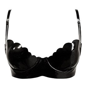 Atsuko Kudo Latex Restricted Scallop Cup Bra in Black