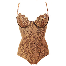 Atsuko Kudo Latex Restricted Scallop Cup Body in semi-trans Peach lace