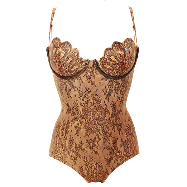 Atsuko Kudo Latex Restricted Scallop Cup Bodysuit