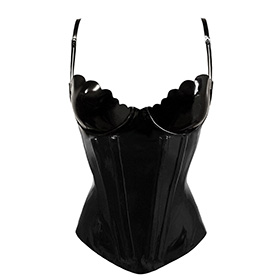 Atsuko Kudo Latex Restricted Scallop Cup Corset in supatex black