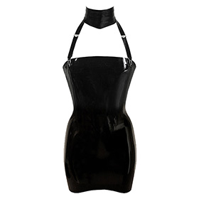 Atsuko Kudo Latex Restricted Strapless Mini Dress in supatex black