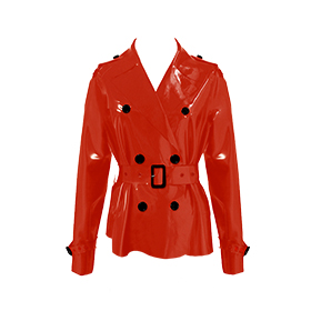 Atsuko Kudo Latex Ultra Mini Length Trench Coat in supatex red