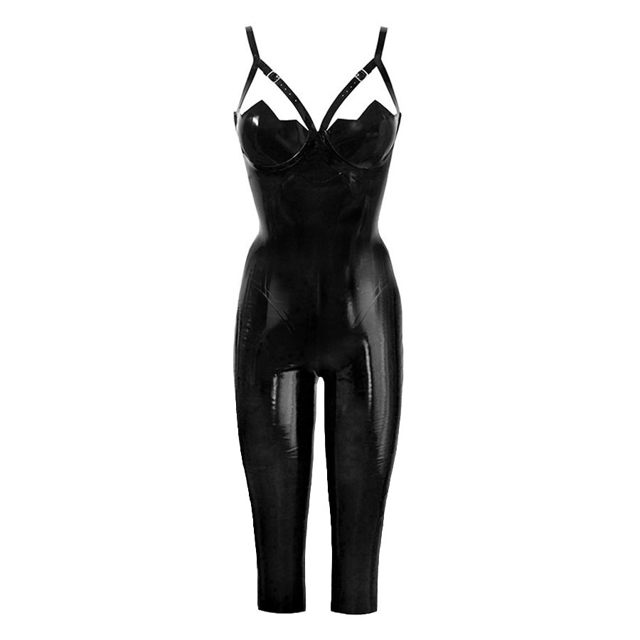 Atsuko Kudo Latex Restricted Zigzag Cup Capri Catsuit