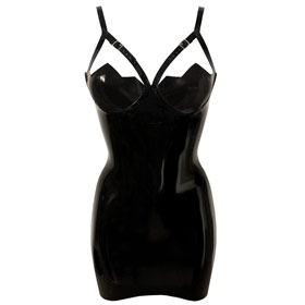 Atsuko Kudo Latex Restricted ZigZag Cup Mini Dress in Supatex Black