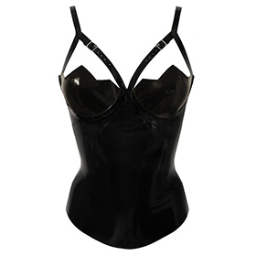 Atsuko Kudo Latex Restricted Zigzag Cup Top in supatex black
