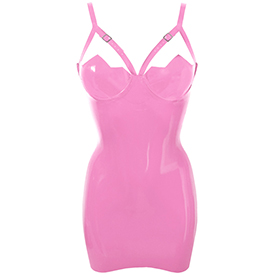Atsuko Kudo Latex Restricted ZigZag Cup Mini Dress in bubblegum pink