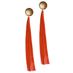 Atsuko Kudo Latex Large Round Earrings in Antique Gold Lace