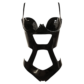 Atsuko Kudo Latex Saddle Cutout Body in Supatex Black