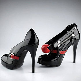 Atsuko Kudo Latex Handmade Italian  Sandals in Blackred