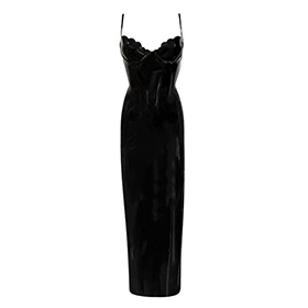 Atsuko Kudo Latex Scallop Cup Column Dress in Black