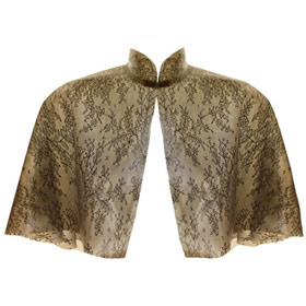 Atsuko Kudo Latex Short Cape in Semi-Trans Cloud Grey Lace