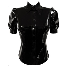 Atsuko Kudo Latex Short Sleeve Blouse in Supatex Black