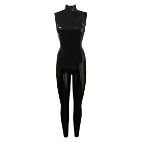 Atsuko Kudo Latex Sleeveless Classic Catsuit in supatex black