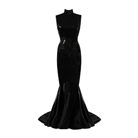 Atsuko Kudo Latex Sleeveless Joy Ariel Gown in Supatex Black
