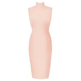 Atsuko Kudo Latex Sleeveless Joy Pencil Dress in Baby Pink
