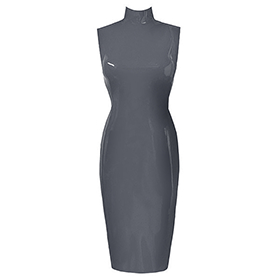 Atsuko Kudo Latex Sleeveless Joy Pencil Dress in Pearlsheen Pewter