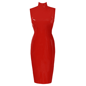Atsuko Kudo Latex Sleeveless Joy Pencil Dress in supatex red
