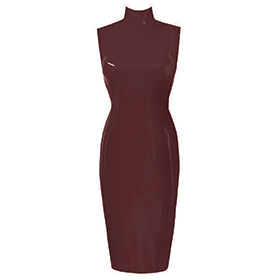 Atsuko Kudo Latex Sleeveless Joy Pencil Dress in Dark Brown