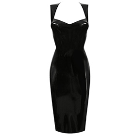 Atsuko Kudo Latex Sleeveless Juliet Pencil Dress in Supatex Black