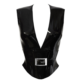 Atsuko Kudo Latex Sleeveless Linde Corset Top in Supatex Black