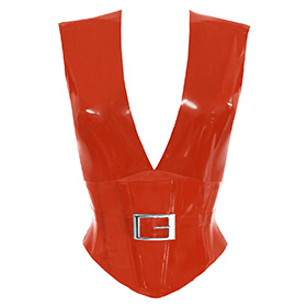 Atsuko Kudo Latex Sleeveless Linde Corset Top in Supatex Red
