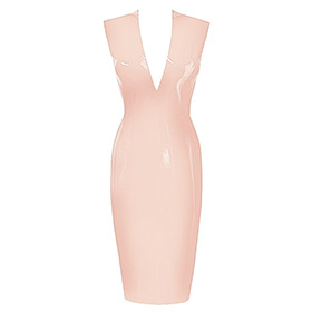 Atsuko Kudo Latex Sleeveless Linde Pencil Dress in Baby Pink