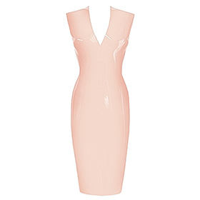 Atsuko Kudo Latex Sleeveless Linde Pencil Dress in Baby Pink