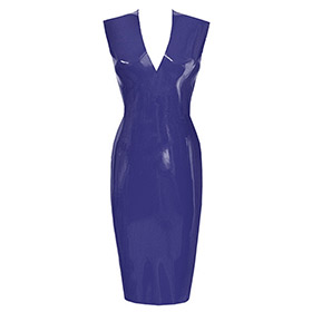 Atsuko Kudo Latex Sleeveless Linde Pencil Dress in Supatex Royal Blue