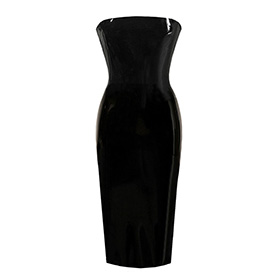 Atsuko Kudo Latex Restricted Strapless Pencil Dress in supatex black
