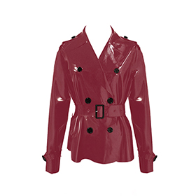Atsuko Kudo Latex Ultra Mini Length Trench Coat in supatex plum