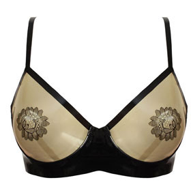 Atsuko Kudo Latex Viktorija Bra in Supatex Black and  Semi-Trans Cloud Grey