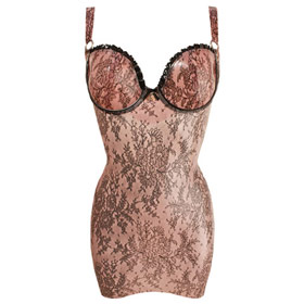 Atsuko Kudo Latex Wonder Cup Mini Dress in Semi-Trans Pink Lace