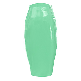 Atsuko Kudo Latex Zip Tight Pencil Skirt in supatex jade green