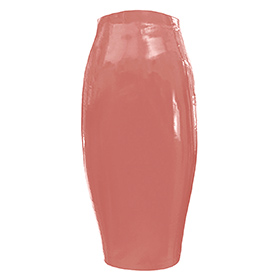 Atsuko Kudo Latex Zip Tight Pencil Skirt in supatex light brown