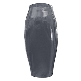 Atsuko Kudo Latex Zip Tight Pencil Skirt in pearlsheen pewter
